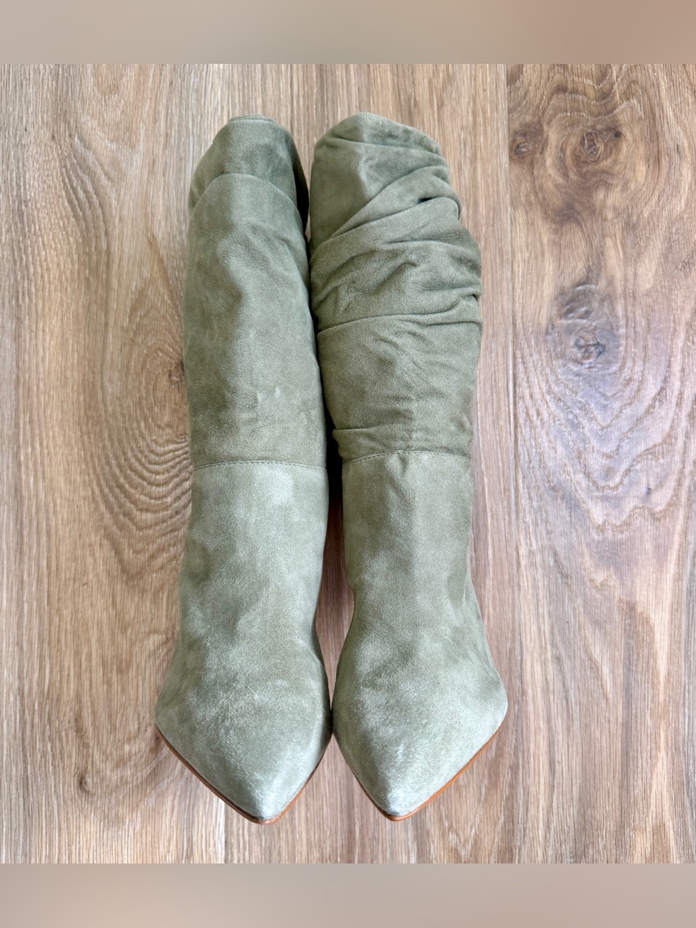 Schutz Ashlee Aspen Green Suede Slouch Boots Size 9B - Picture 6 of 9